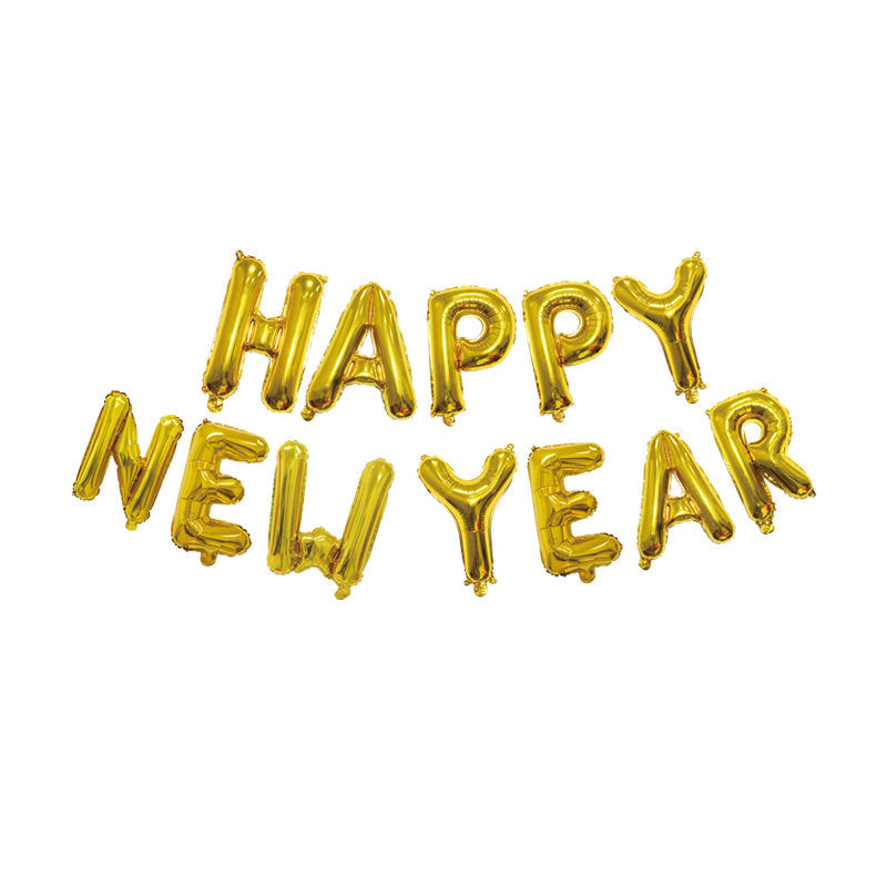 Gold HAPPY NEW YEAR Foil Balloon Banner Silver - Perfect for New Year Celebration!