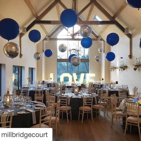 Balloon Orbs Blue, Silver and Gold Ceiling Arrangement - Corporate Event, Grand Opening, Company Event Perfect for special occasion!
