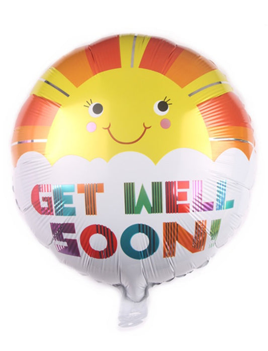 Get Well Soon Balloons Sun Foil Balloons to Express Your Sympathy and Bring a Smile to the Face of a Sick Friend Helium Balloon Bouquet White