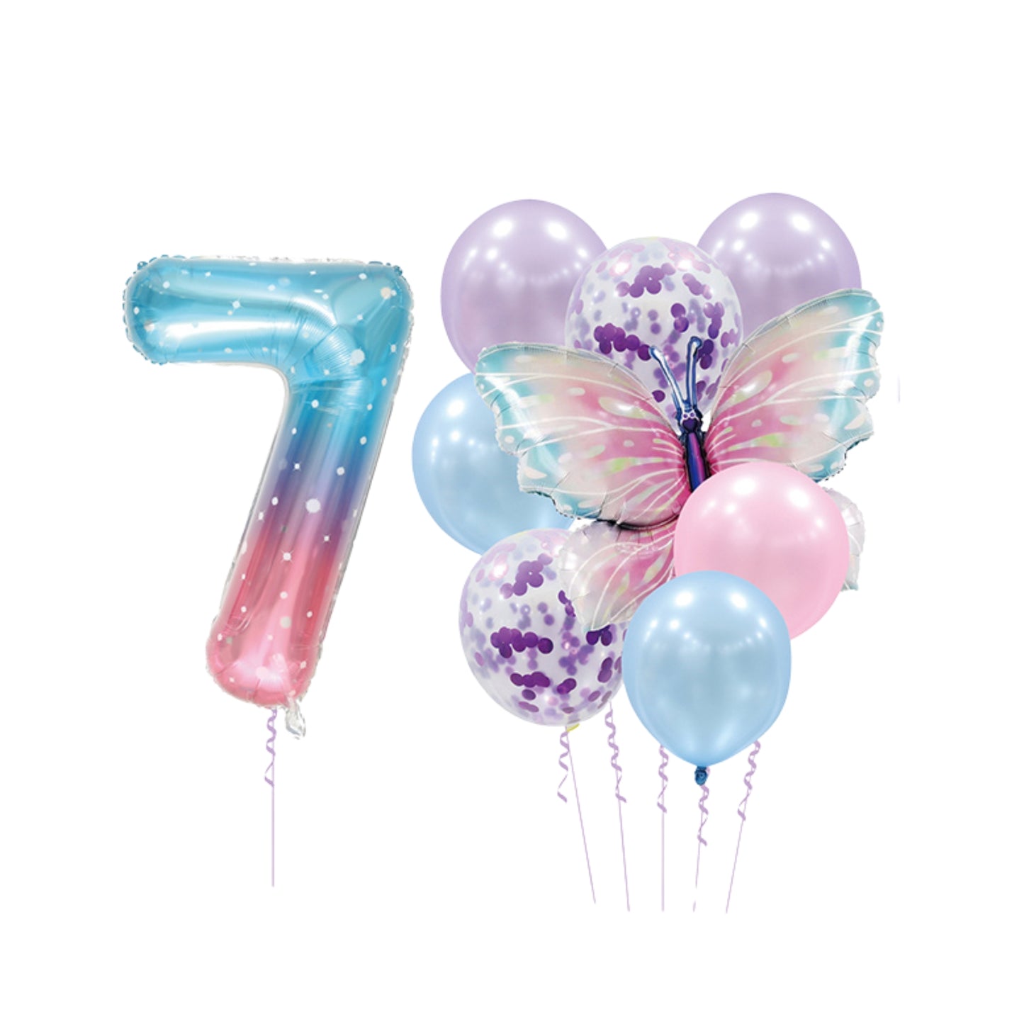 Helium Galaxy Single Number Set Balloons with Butterfly and Latex - Perfect for Magical, Galaxy-Themed, Garden-Themed Celebrations