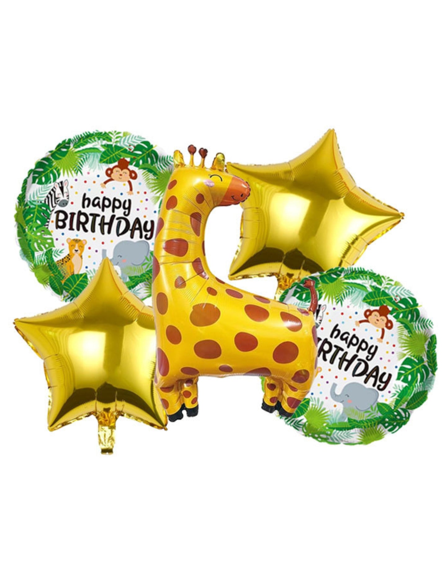 Giraffe Theme Kids Birthday Safari Animal Jungle Balloon Set Helium Balloon Bouquet Yellow Gold Green