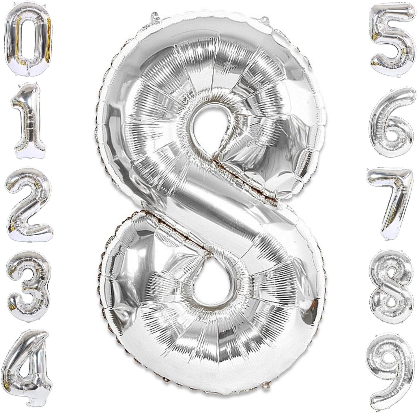 40-inch Number Balloon 0-9  Kids Birthday Helium Balloon Bouquet Silver