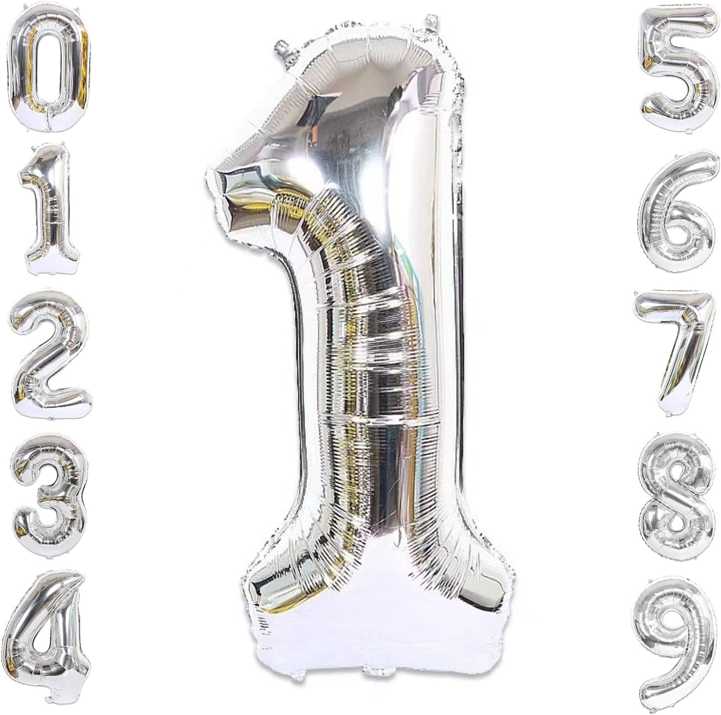 40-inch Number Balloon 0-9  Kids Birthday Helium Balloon Bouquet Silver