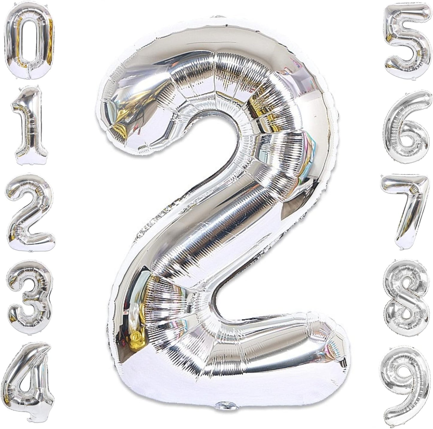 40-inch Number Balloon 0-9  Kids Birthday Helium Balloon Bouquet Silver