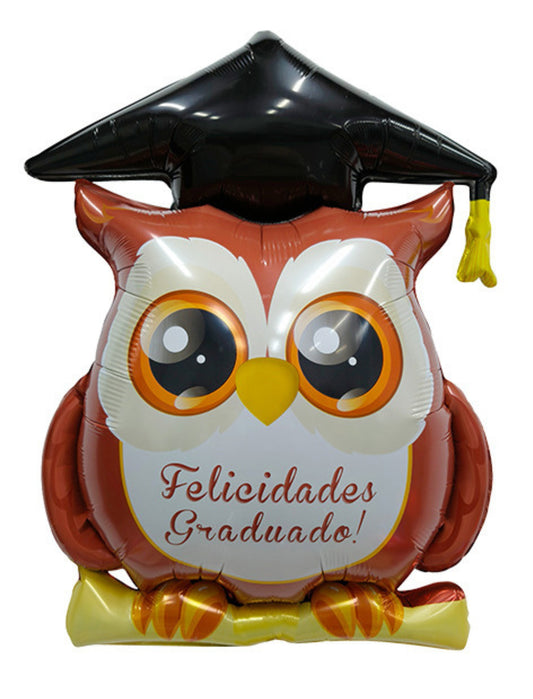 Grad Owl Spanish Graduation Kids Birthday Helium Balloon Bouquet Black