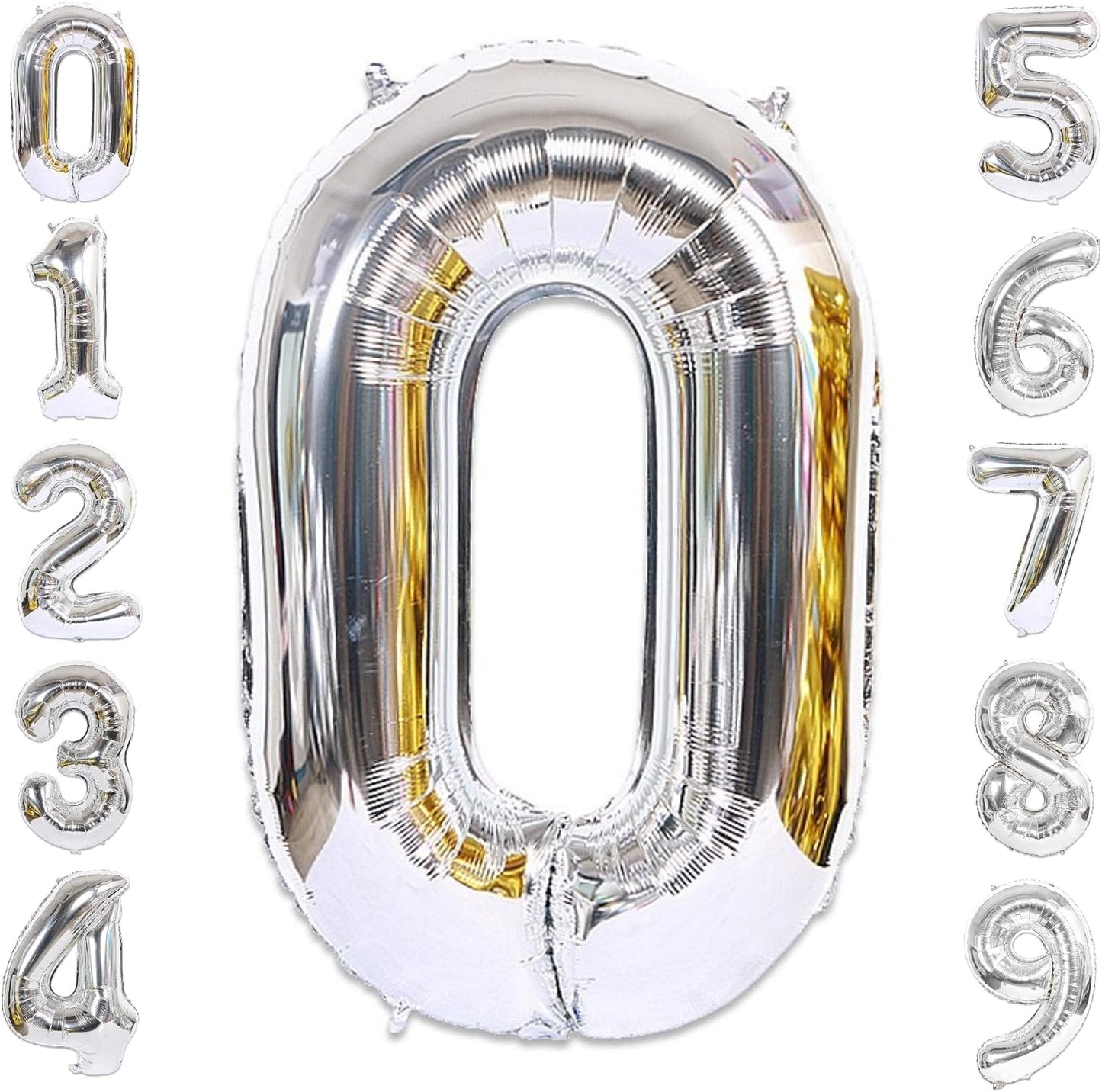 40-inch Number Balloon 0-9  Kids Birthday Helium Balloon Bouquet Silver