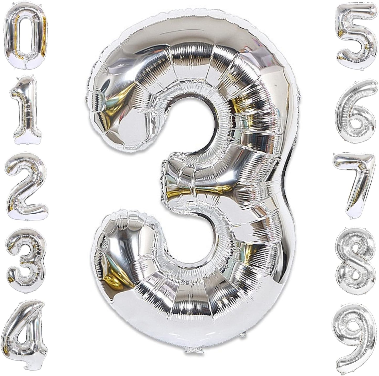 40-inch Number Balloon 0-9  Kids Birthday Helium Balloon Bouquet Silver