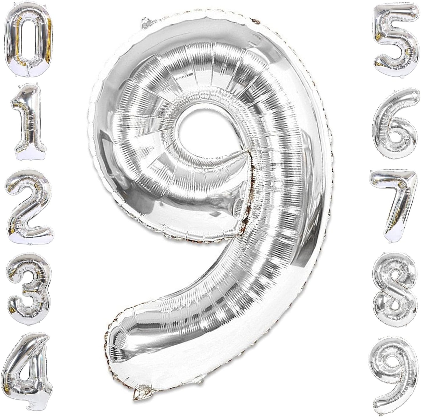 40-inch Number Balloon 0-9  Kids Birthday Helium Balloon Bouquet Silver