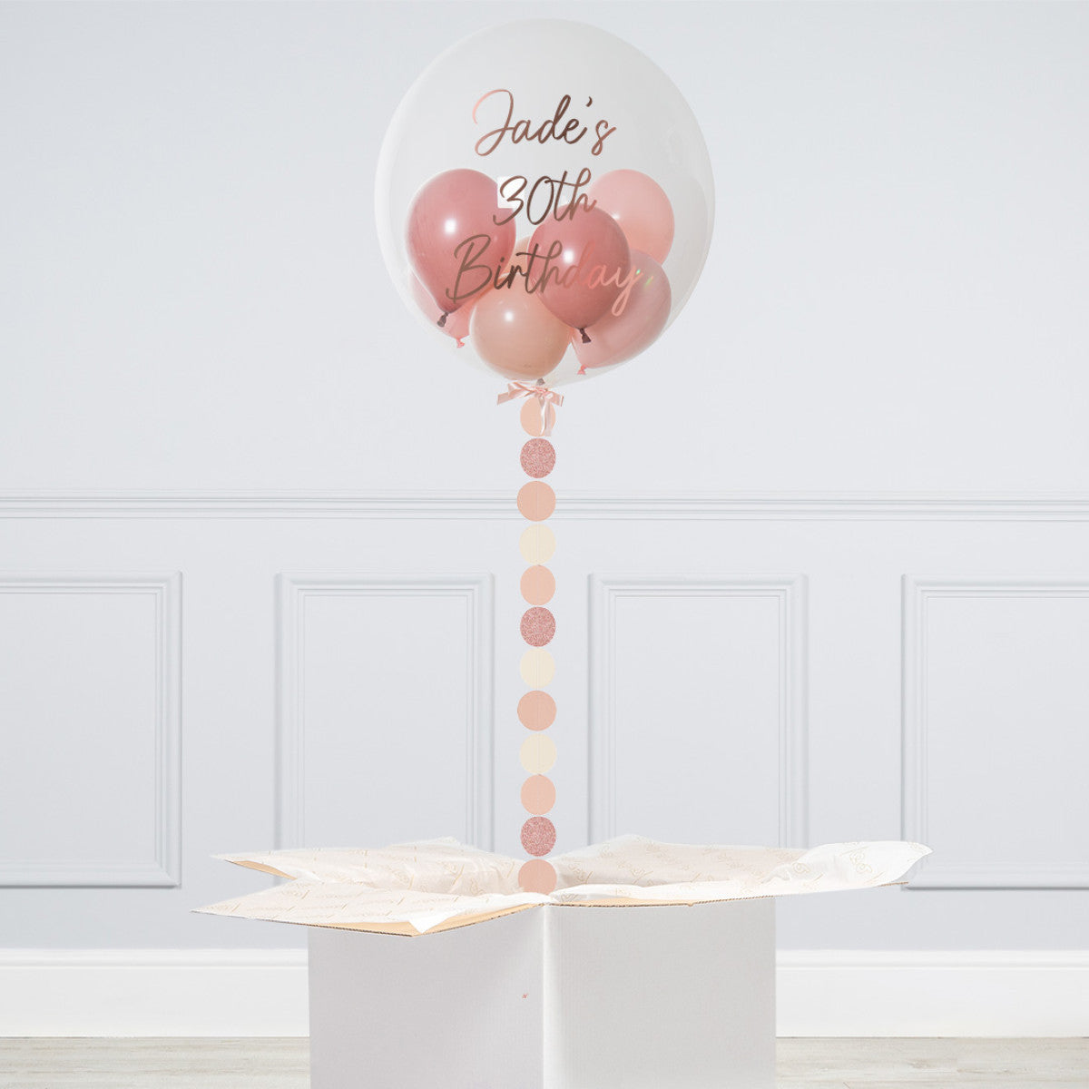 Personalised Helium Balloon Cherry Blossom Mini Filled Helium Bubble Balloon Elevate Your Celebration with Our Stunning Helium Bubble Balloon Bouquet