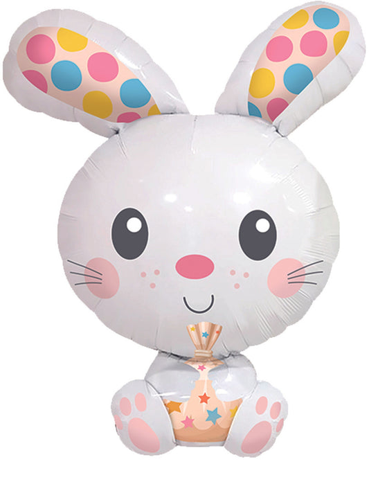 Bunny Happy Easter Bunny Kids Birthday Helium Balloon Bouquet Pink White