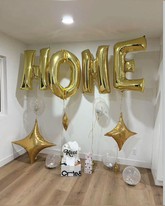 Helium 'WELCOME HOME' Balloons Pastel Colors Beige Set Ceiling Balloons