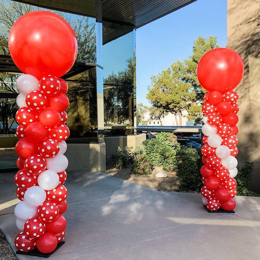 Personalised Company Logo Sticker Balloon White and Red Pillar/Column/Tower - Corporate Event, Grand Opening, Company Event Perfect for special occasion!