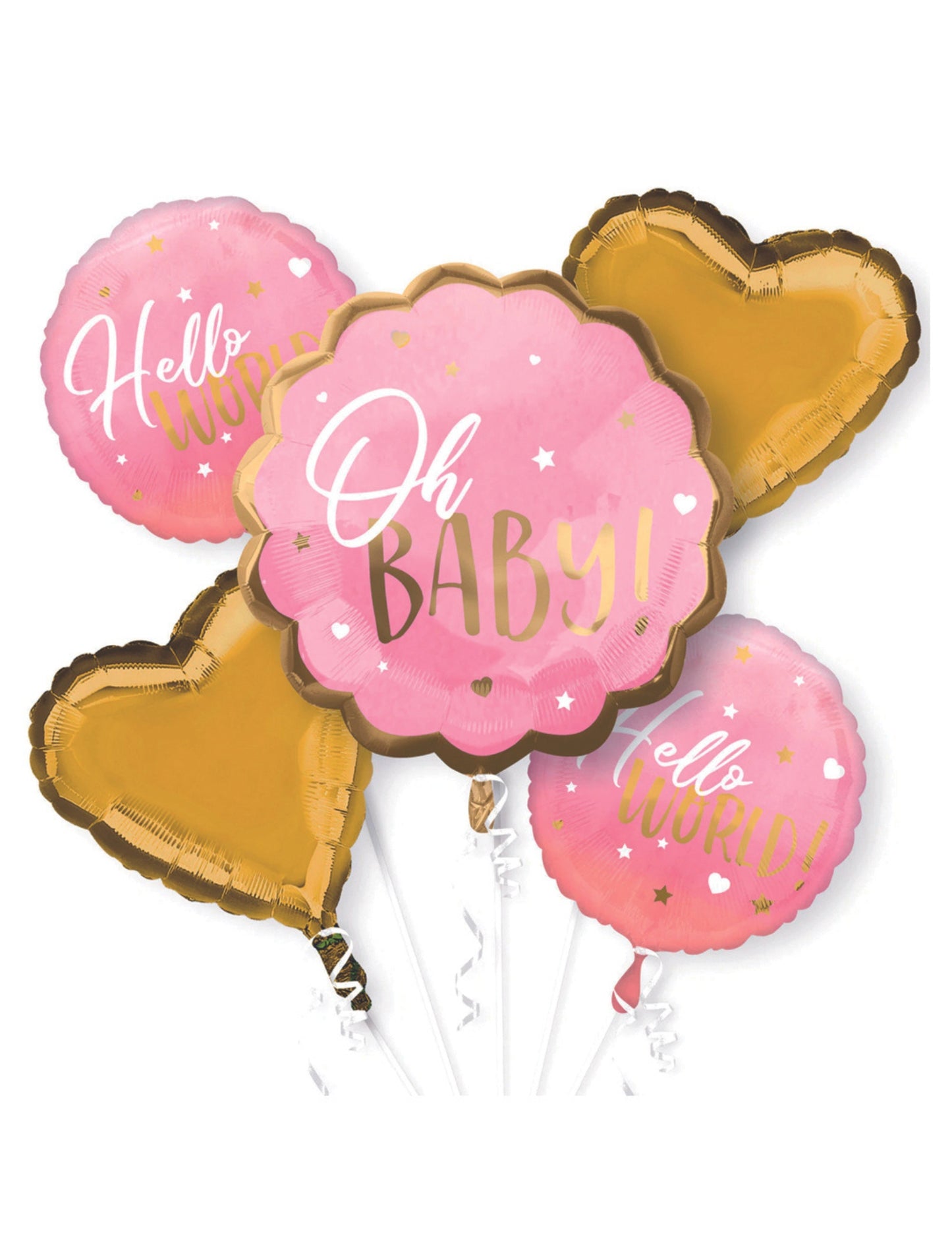 Oh Baby It's A Girl New Baby Gender Reveal Set Helium Balloon Bouquet Pink