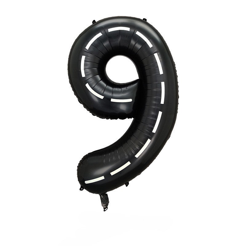 40-inch Foil Black Race Track-Themed Number Balloons (0-9) - Perfect for any Special Occasions