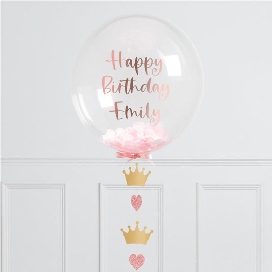 Personalised Helium Balloon Princess Confetti  Helium Bubble Balloon Elevate Your Celebration with Our Stunning Helium Bubble Balloon Bouquet