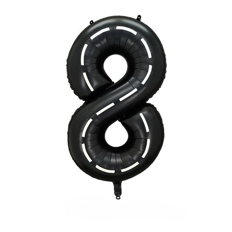 40-inch Foil Black Race Track-Themed Number Balloons (0-9) - Perfect for any Special Occasions