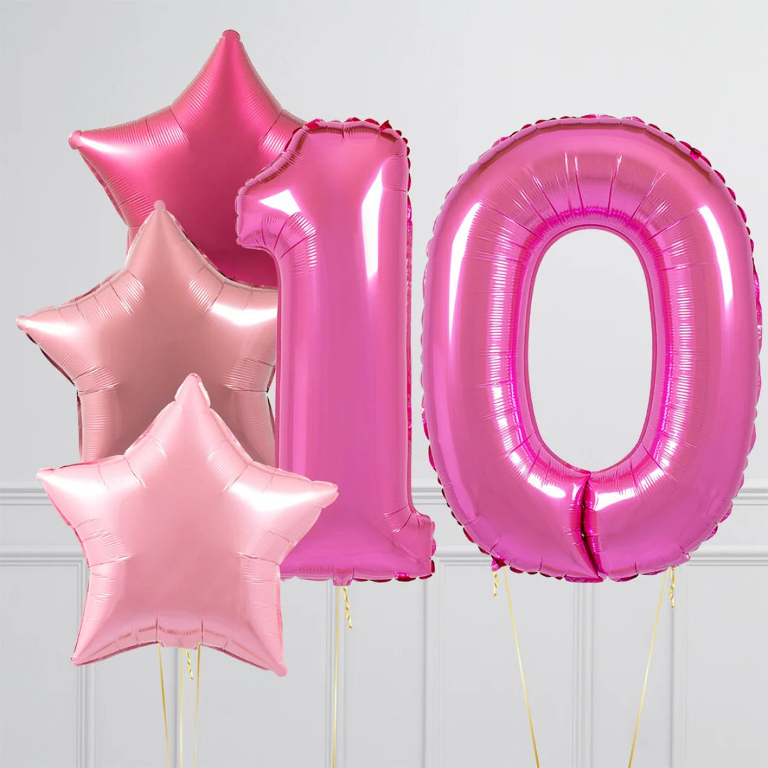 Helium Dark Pink Two Number Set Balloon with Different Shade of Pink and Mini Balloons