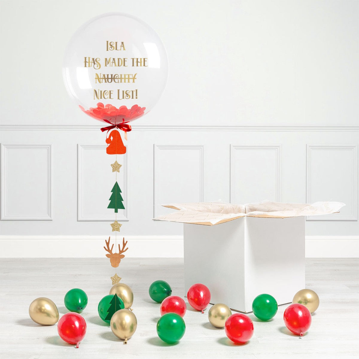 Personalised Helium Balloon Christmas Santa's Nice List Christmas Helium Bubble Balloon Elevate Your Celebration with Our Stunning Helium Bubble Balloon Bouquet