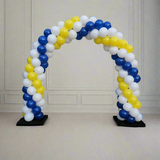 Balloon Arch Blue, White and Yellow Spiral Arrangement - Corporate Event, Grand Opening, Company Event Perfect for special occasion!