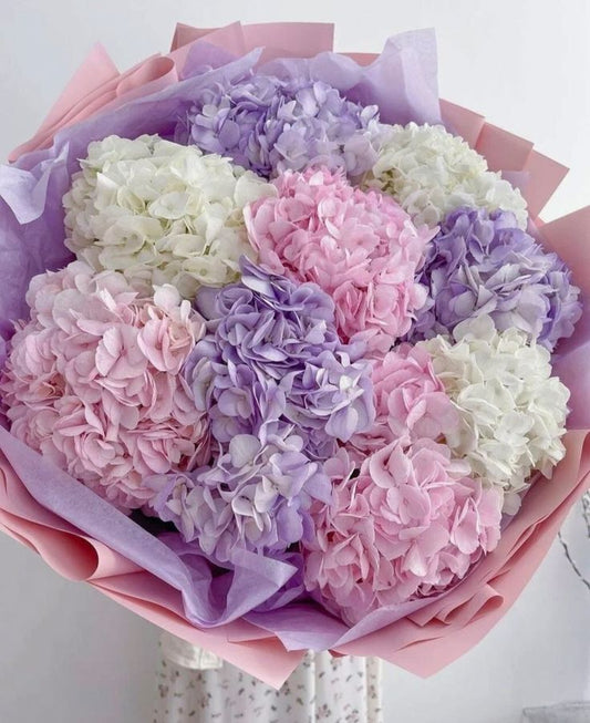 White, Pink, Purple Hydrangea - Floral Fresh Bouquet