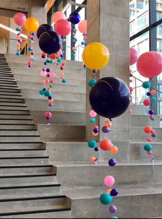 Latex Helium Balloons 36-inches Blue, Pink and Yellow with Mini Latex accents - Perfect for Special Occasions!