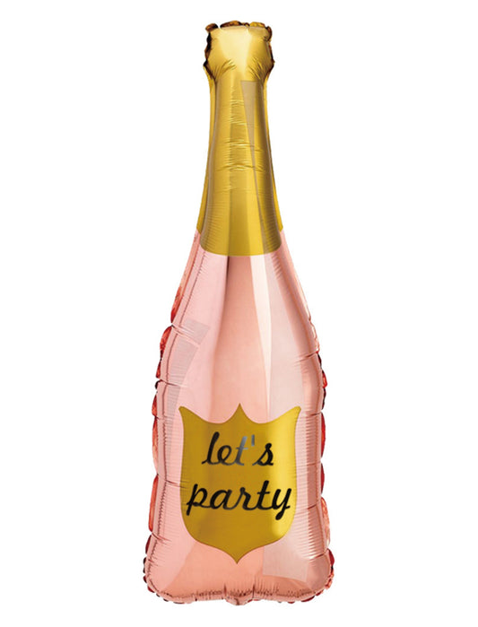 Let's Party Champagne Bottle Happy Birthday Balloon Anniversary Kids Birthday Helium Balloon Bouquet Gold pink