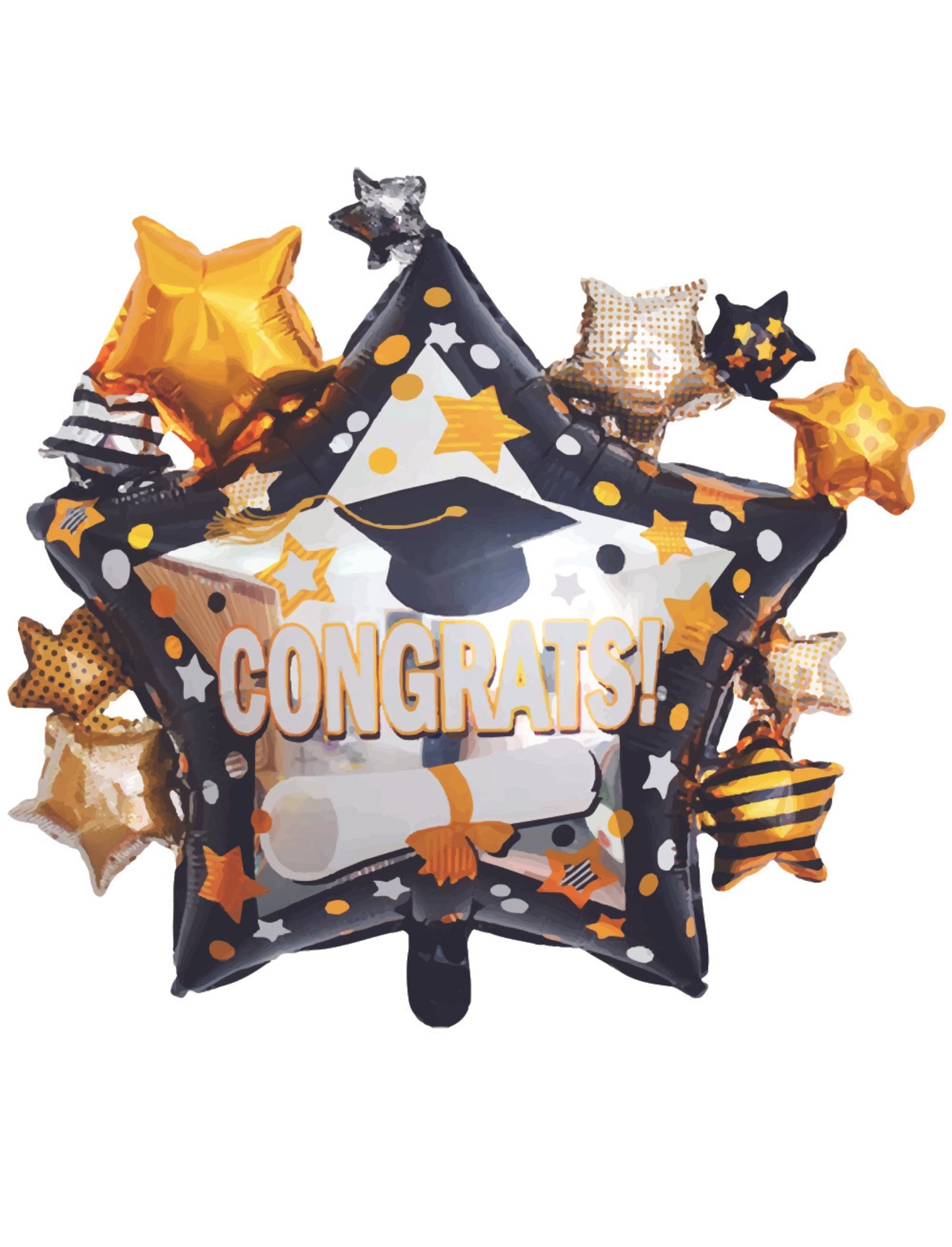 Congrats Graduation Helium Balloon Bouquet Black