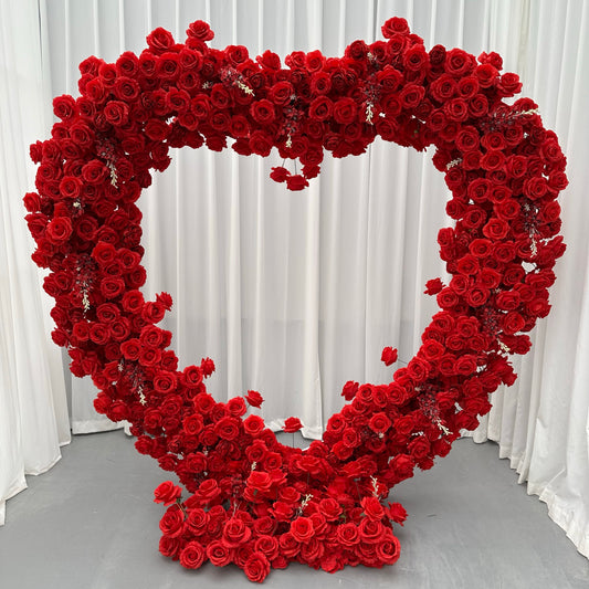 Red Heart-Shaped Flower Arch Rental
