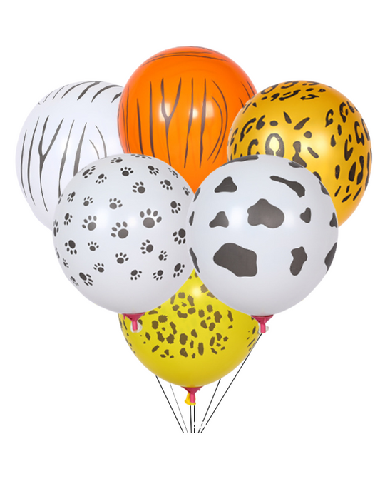 Animal Printed Set Balloon Dog Cat Tiger Giraffe Lion Zebra Leopard Animal Theme Balloon Jungle Theme Balloon Happy Birthday Balloon Kids Birthday Jungle Balloons Helium Balloon Set Bouquet Blue Random Colors