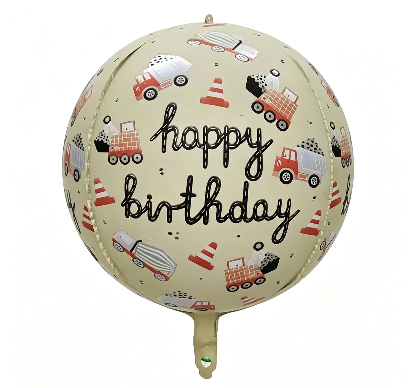 Orbs Happy Birthday Cars Printed Cars Truck Theme Beige Foil Balloon - Perfect for any celebrations!