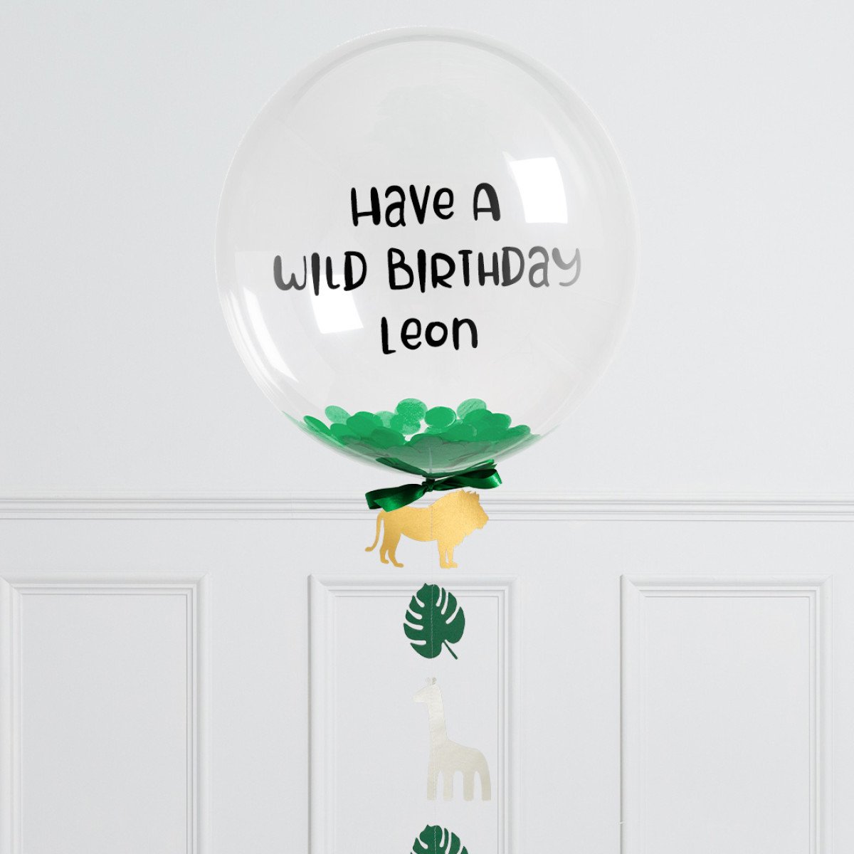 Personalised Helium Balloon Jungle Confetti Helium Bubble Balloon Elevate Your Celebration with Our Stunning Helium Bubble Balloon Bouquet