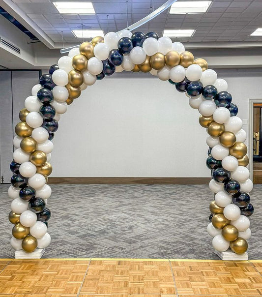 Balloon Arch Gold, White and Blue Spiral Arrangement - Corporate Event, Grand Opening, Company Event Perfect for special occasion!