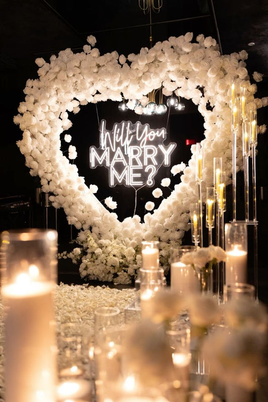 Artificial Flowers, Candles, Giant Pink Heart Artificial Flower, LED Acrylic and Heart-Shaped - Perfect for Proposal, Wedding, Anniversary special occasions!