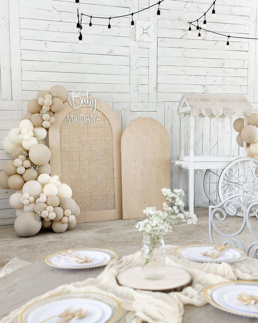 Customizable Board Backdrop with Customize Acrylic, Balloons White, Sand White, Dust White and Beige - Perfect for any celebration!