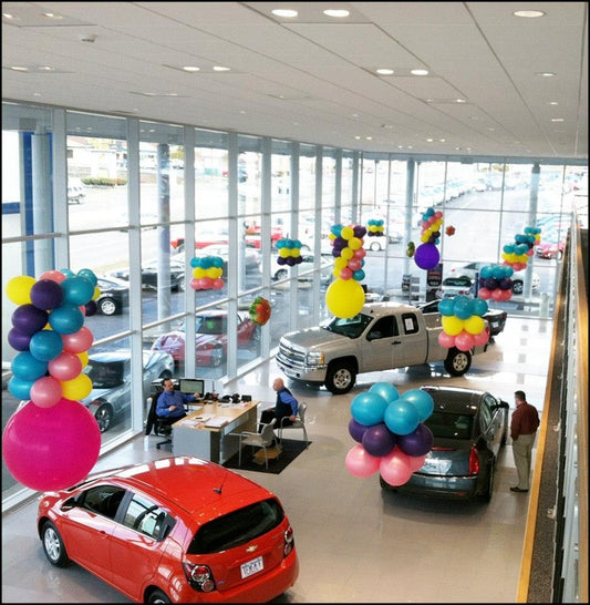 Balloon Ceiling Clusters Arrangement Blue, Purple, Pink and Yellow - Corporate Event, Grand Opening, Company Event Perfect for special occasion!