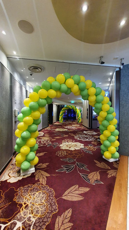 Balloon Arch Green and Yellow Spiral Arrangement - Corporate Event, Grand Opening, Company Event Perfect for special occasion!