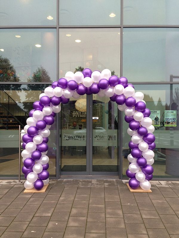 Balloon Arch Pearl White and Chrome Purple Spiral Arrangement - Corporate Event, Grand Opening, Company Event Perfect for special occasion!