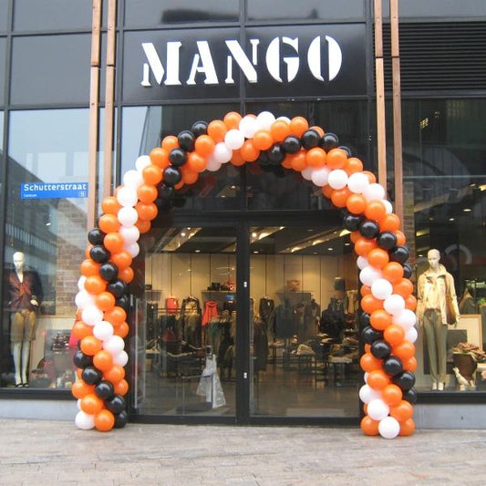 Balloon Arch Black, Orange and White Spiral Arrangement - Corporate Event, Grand Opening, Company Event Perfect for special occasion!