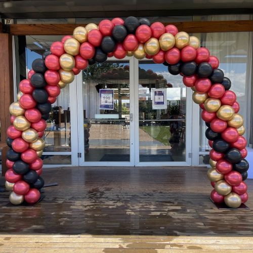 Balloon Arch Red, Gold and Black Spiral Arrangement - Corporate Event, Grand Opening, Company Event Perfect for special occasion!