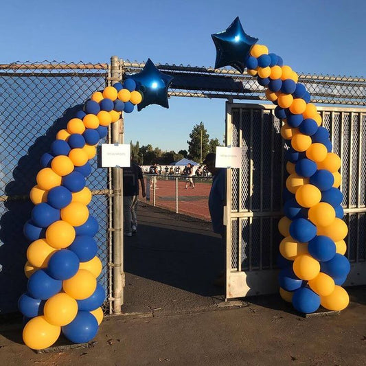 Balloon Blue and Yellow with Stars Foil accents Pillar/Column/Tower - Corporate Event, Grand Opening, Company Event Perfect for special occasion!