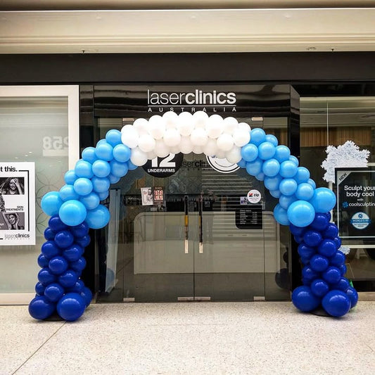 Balloon Arch Blue and White Organic Arrangement - Corporate Event, Grand Opening, Company Event Perfect for special occasion!