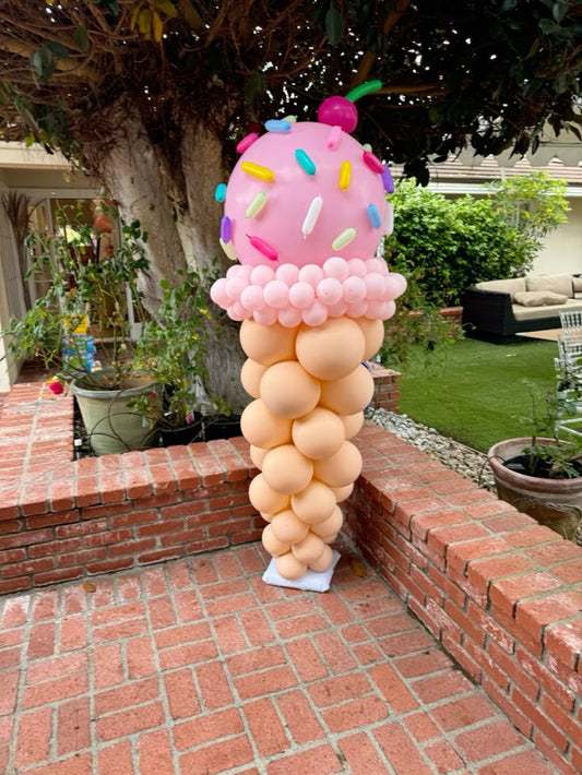 Balloon Pink and Beige Designed Ice cream with Blue, Orange, Red and Yellow Sprinkles Design - Ice Cream-Themed Perfect for special occasions!