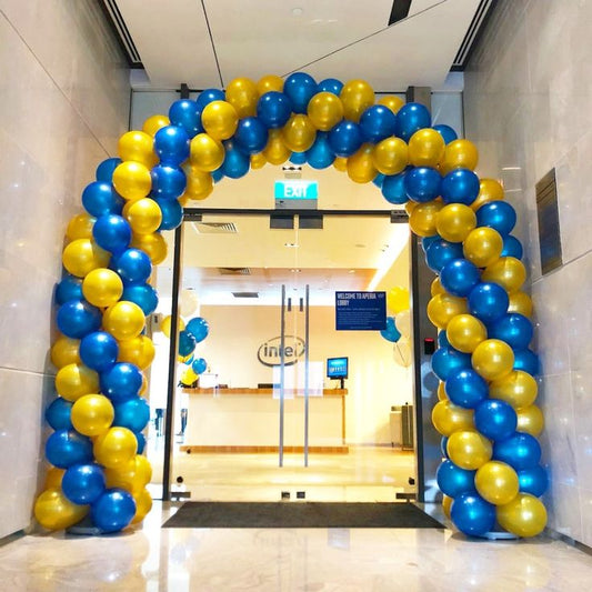 Balloon Arch Yellow and Blue Spiral Arrangement - Corporate Event, Grand Opening, Company Event Perfect for special occasion!