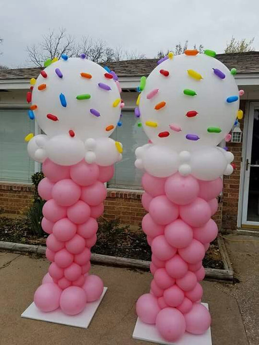 Balloon White and Pink Designed Ice cream with Blue, Orange, Red and Yellow Sprinkles Design - Ice Cream-Themed Perfect for special occasions!
