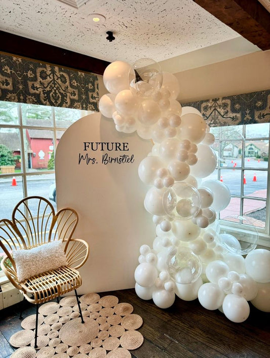Customizable Board Backdrop with Balloons White and Clear - Perfect for any celebration!