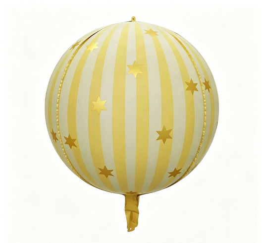 Orbs Yellow Christmas Ball Star Printed Foil Balloon - Perfect for any celebrations!