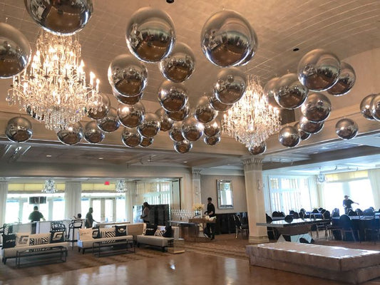 Ceiling Attached Orbs Silver Balloon - Corporate Event, Grand Opening, Company Event Perfect for special occasion!