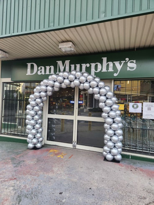 Balloon Arch Arrangement Silver - Corporate Event, Grand Opening, Company Event Perfect for special occasion!