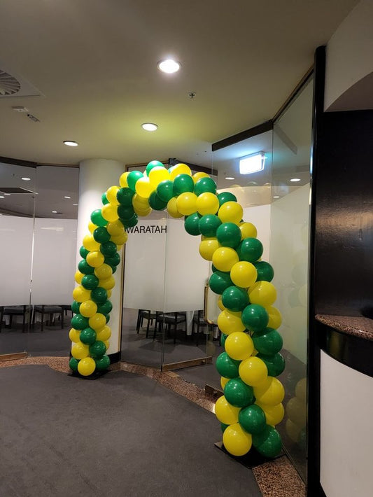 Balloon Arch Green and Yellow Spiral Arrangement - Corporate Event, Grand Opening, Company Event Perfect for special occasion!