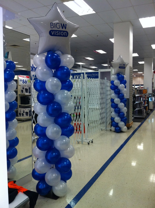 Balloon Blue and White with Star on top Pillar/Column/Tower - Corporate Event, Grand Opening, Company Event Perfect for special occasion!